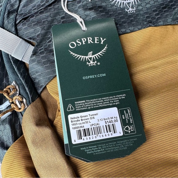 Osprey Nebula Backpack 32L Green Brindle Brown Outdoor Commuter Laptop NEW - Picture 5 of 13